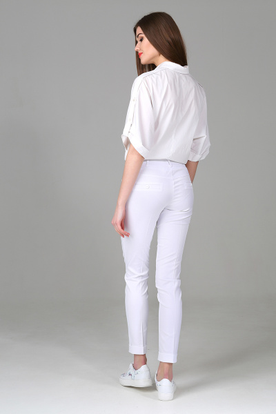Белые летние брюки с декоративными карманами из легкой ткани DNM 003 белый - фото 2
