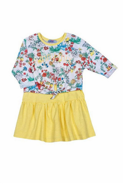 Детский комплект из трикотажа: джемпер с пайетками и сарафан Bell Bimbo 170123 набивка/желтый - фото 1