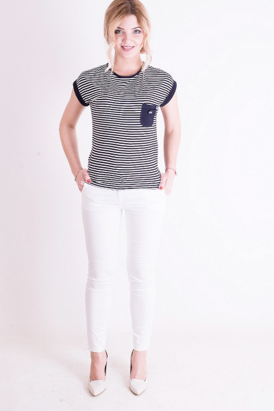 Летняя блуза из вискозы с накладным карманом и рукавом Mita КМ390 - фото 1