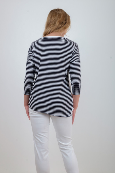 Круглогодичная туника из вискозы и трикотажа с декоративными деталями Mita ЖМ882 т.синий+белый - фото 5