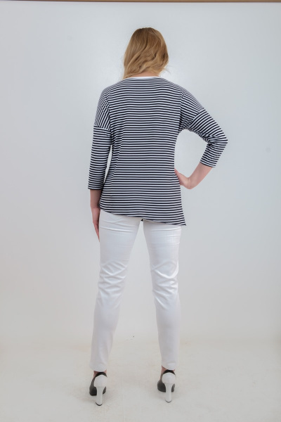 Круглогодичная туника из вискозы и трикотажа с декоративными деталями Mita ЖМ882 т.синий+белый - фото 6