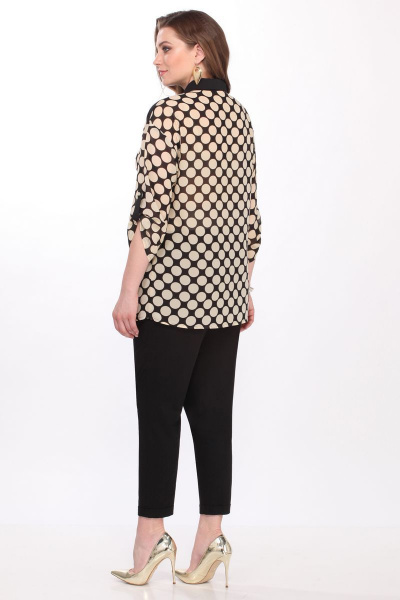 Блуза демисезонная с кокетками и рукавом ¾ из текстиля Matini 4.1330 горохи - фото 4