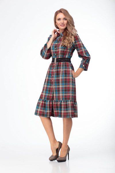 Платье Anelli 768 красная_клетка - фото 3