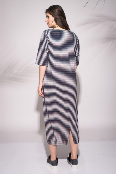 Летнее платье с карманами, разрезом и принтом Faufilure outlet С631 полоска - фото 2