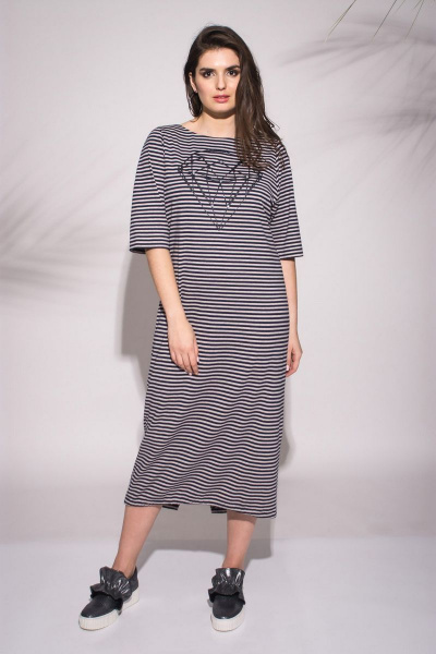 Летнее платье с карманами, разрезом и принтом Faufilure outlet С631 полоска - фото 1