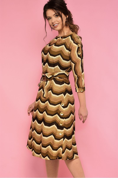 Платье из вискозы с поясом и отрезом по линии талии Anelli 770 лате - фото 3