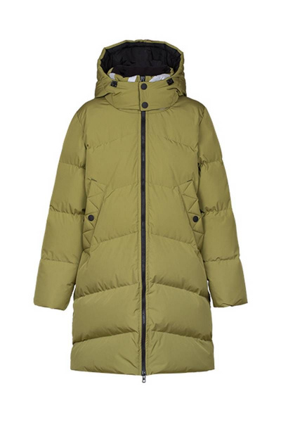 Зимнее пальто из плащёвой ткани с капюшоном и флисом Bell Bimbo 193030 оливковый - фото 1