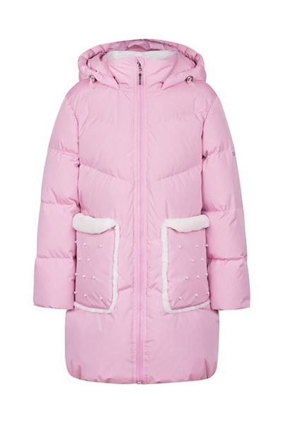 Зимняя куртка для девочки на пуху с мехом и бусинами Bell Bimbo 193008/1 розовый - фото 1