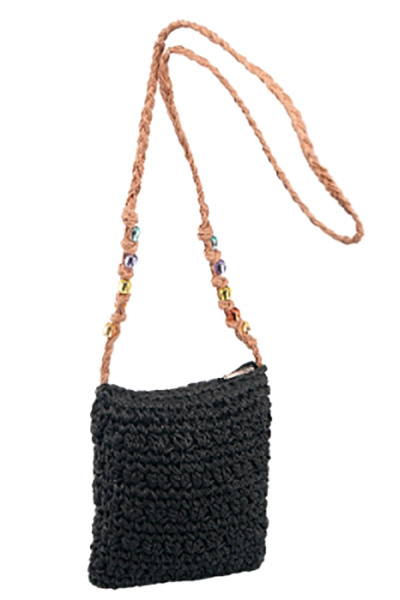 Сумка вязаная летняя черный стиль с длинной ручкой OLANTIZ С3 черный - фото 1