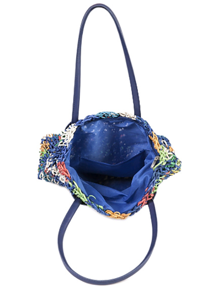 Вязаная сумка, лето, мультиколор и синий, стиль на каждый день OLANTIZ С8 синий - фото 2