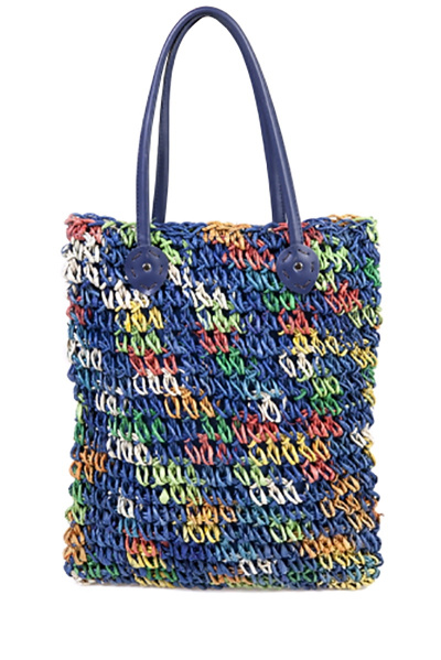 Вязаная сумка, лето, мультиколор и синий, стиль на каждый день OLANTIZ С8 синий - фото 1