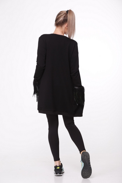 Кардиган из футера с накладными карманами и перьями HIT 2004 - фото 4