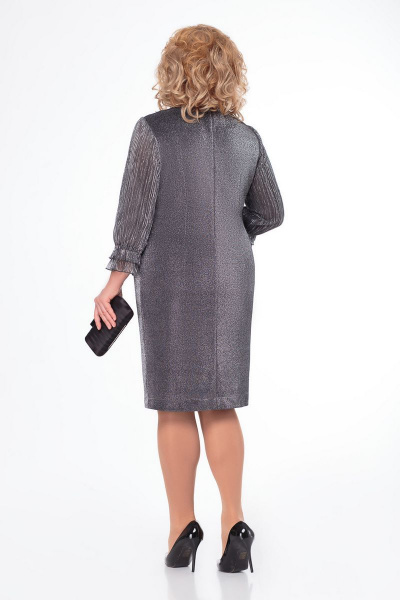 Платье из металлизированного трикотажа с складками Кэтисбел 1484 серый - фото 2