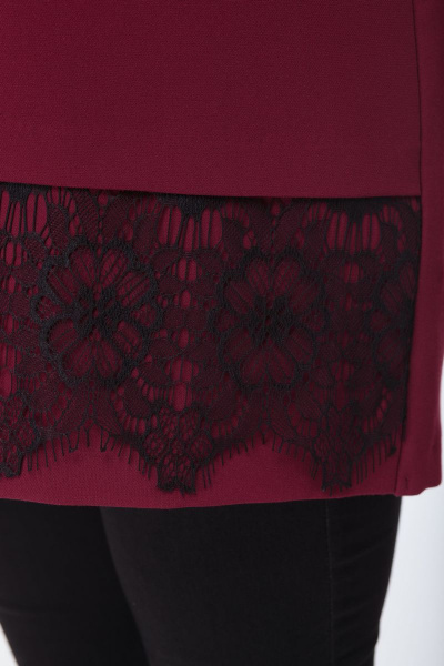 Красная свободная трикотажная блузка с круглым вырезом Anelli 428 вишня - фото 4