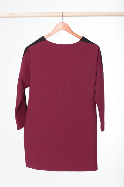 Красная свободная трикотажная блузка с круглым вырезом Anelli 428 вишня - фото 7