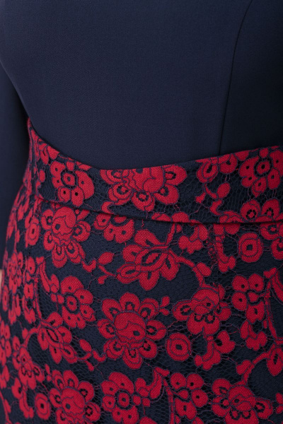 Платье из эко-кожи с поясом, приталенное и на подкладке Anelli 553 синий - фото 7