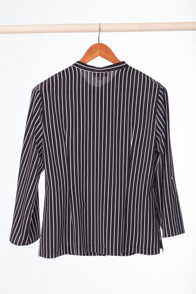 Белая и черная блузка из текстиля с длинным рукавом для офиса Anelli 661 черный - фото 4