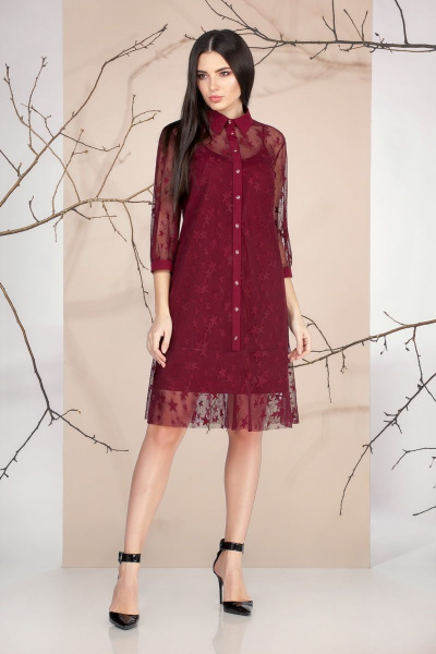 Платье Ивелта плюс 1658 бордо - фото 1