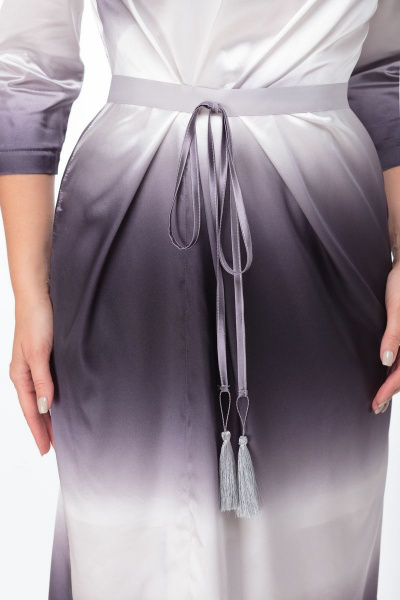 Платье из текстиля с нарядным стилем, в стиле нарядного и повседневного Anelli 785 серо-белый - фото 3