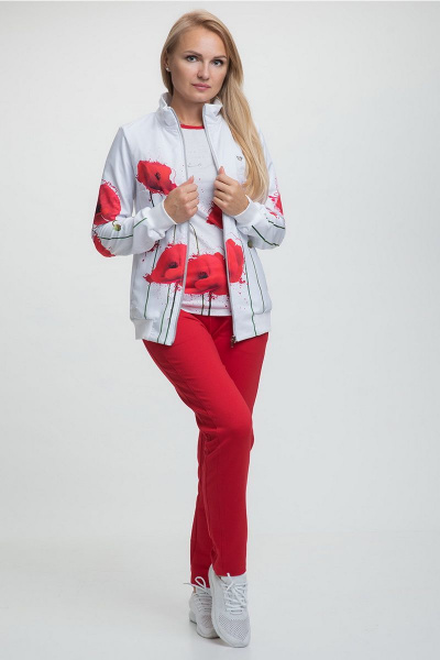 Брюки, джемпер, жакет FORMAT 11376 белый/красный - фото 5
