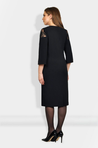 Платье нарядное приталенное из кружева и трикотажа Fortuna ШЖ 665 черный - фото 2