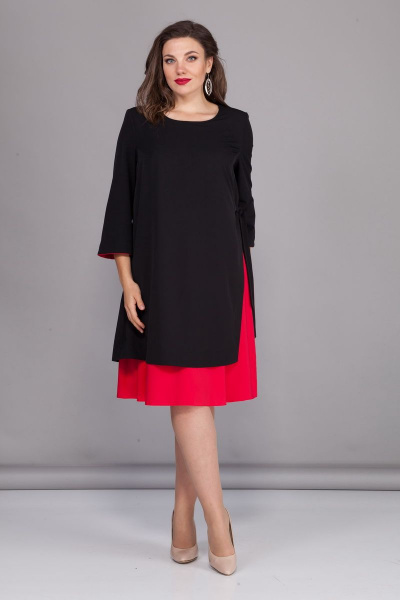 Платье БАГРЯНИЦА 3028 черный+красный - фото 2