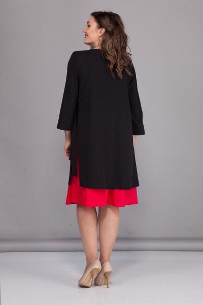 Платье БАГРЯНИЦА 3028 черный+красный - фото 5