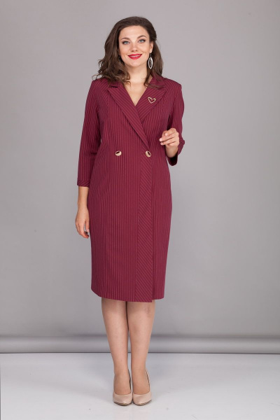 Платье на каждый день у делов  из текстиля с воротником БАГРЯНИЦА 5002 красный - фото 1