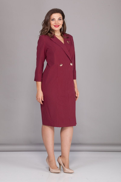 Платье на каждый день у делов  из текстиля с воротником БАГРЯНИЦА 5002 красный - фото 4