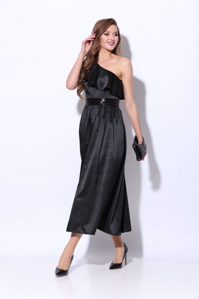 Платье с асимметричным лифом из атласа и съемным поясом Anna Majewska 1318 Lyon - фото 4