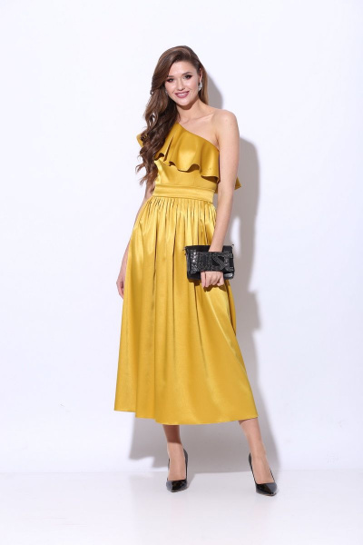 Платье с асимметричным лифом из атласа и съемным поясом Anna Majewska 1318 Dijon - фото 1