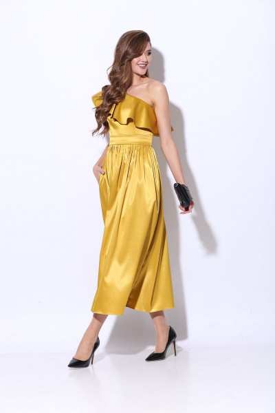 Платье с асимметричным лифом из атласа и съемным поясом Anna Majewska 1318 Dijon - фото 2