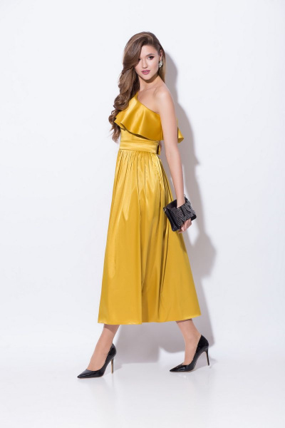 Платье с асимметричным лифом из атласа и съемным поясом Anna Majewska 1318 Dijon - фото 3