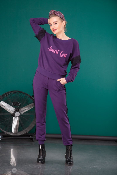 Демисезонный спортивный костюм с лампасами из трикотажа HIT 3067 - фото 1