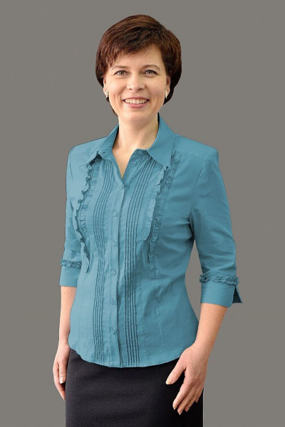 Голубая хлопковая блуза на каждый день Таир-Гранд 6235-1 морская_волна - фото 1