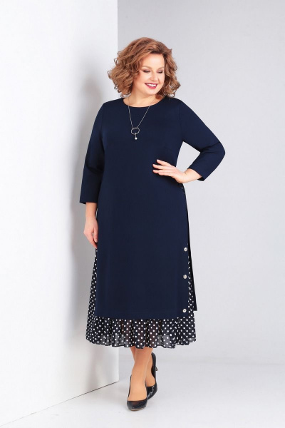 Платье Милора-стиль 758 темно-синий - фото 1