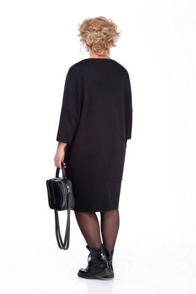 Платье-туника из трикотажа с асимметричным рельефом и накладным карманом Pretty 955 черный - фото 2
