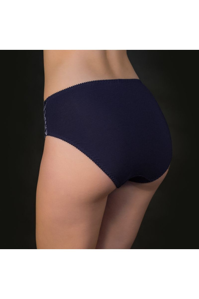 Трусы из хлопкового трикотажа с кружевной отделкой и из эластичного полотна Verally 107-5 темно-синий - фото 2