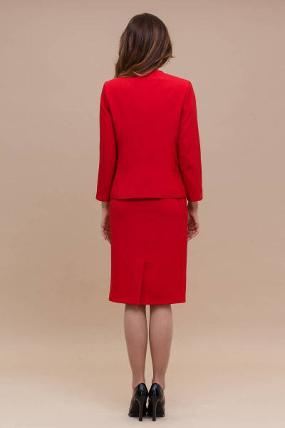 Костюм жакет и приталенное платье классического кроя Domna 16056 красный(164) - фото 9