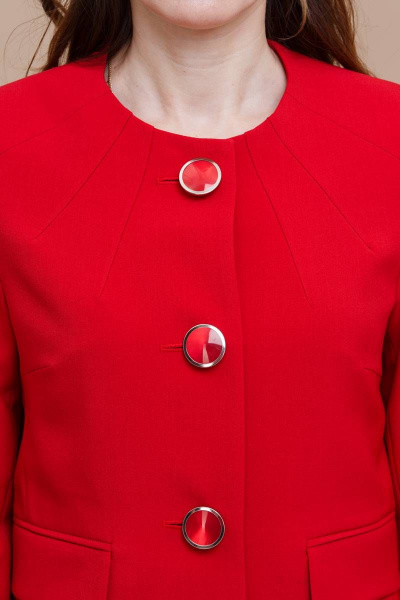 Костюм жакет и приталенное платье классического кроя Domna 16056 красный(164) - фото 10
