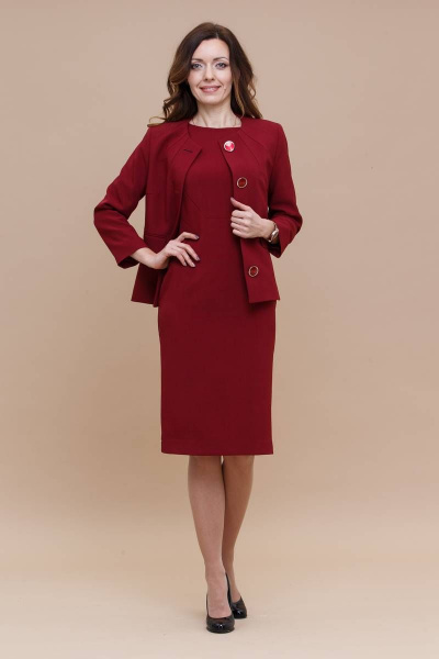 Костюм жакет и платье с акцентным кроем и пуговицами Domna 16057 - фото 1