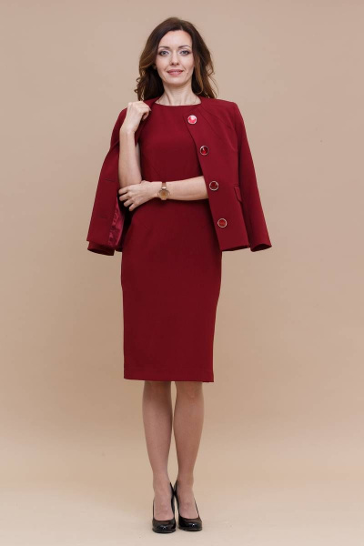 Костюм жакет и платье с акцентным кроем и пуговицами Domna 16057 - фото 4