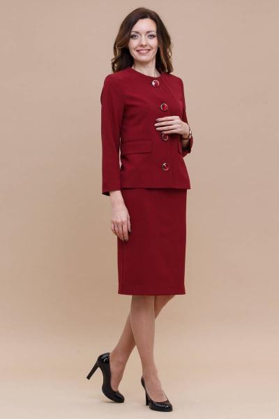 Костюм жакет и платье с акцентным кроем и пуговицами Domna 16057 - фото 6