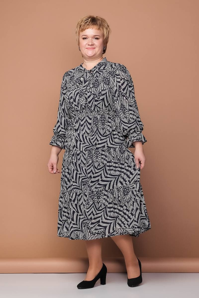 Платье нарядного стиля на подкладке с присборенной спинкой Соджи 424 синий - фото 1