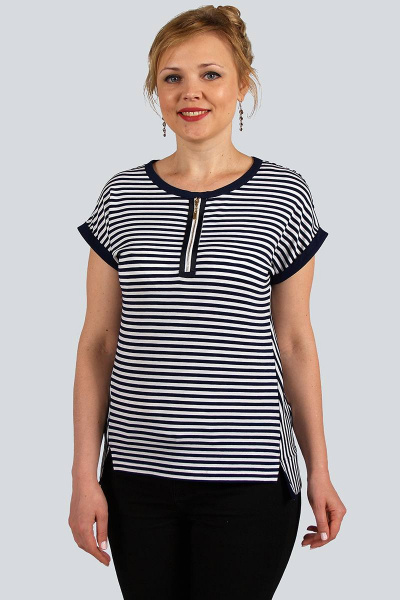 Летняя майка из вискозы с коротким рукавом и декоративной молнией Zlata 4099 - фото 1