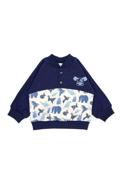 Джемпер с вышивкой и деревянными пуговицами Bell Bimbo 172105 т.синий - фото 1