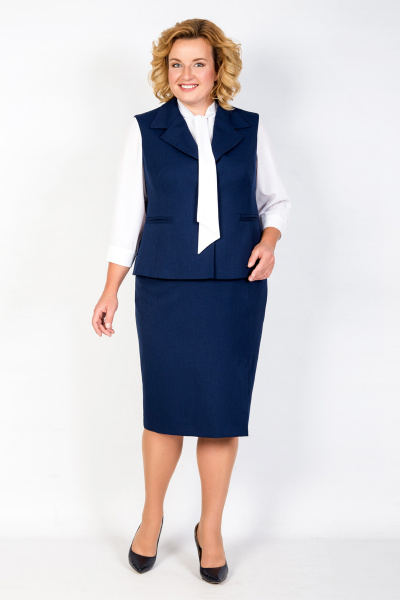 Деловой костюм из жилета и юбки с пальтовым воротником TrikoTex Stil Л1736 - фото 2