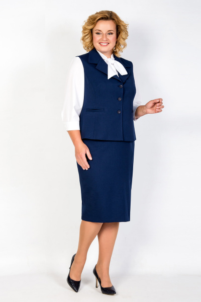 Деловой костюм из жилета и юбки с пальтовым воротником TrikoTex Stil Л1736 - фото 1