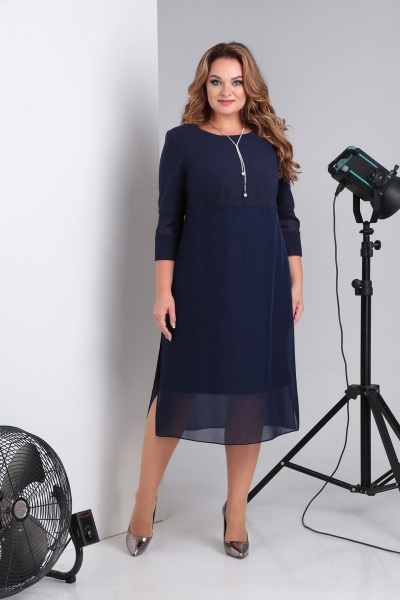 Ультрасовременное платье из трикотажа с соблазнительным разрезом Grace for you 193 темно-синий - фото 1