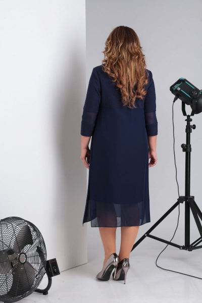 Ультрасовременное платье из трикотажа с соблазнительным разрезом Grace for you 193 темно-синий - фото 3